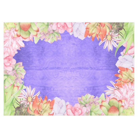 魔法の水色の多肉紫色 テーブルクロス (正面(横))