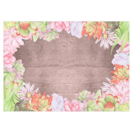 魔法の水色の多肉茶 テーブルクロス