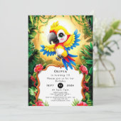 魔法の水色オウム誕生日 招待状 (スタンド正面)