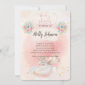 魔法の水色ピンクのユニコーン赤ちゃんシャワー 招待状 (裏面)