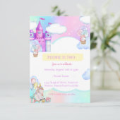 魔法の水色ユニコーンキャッスルバースデーパーティー 招待状 (スタンド正面)