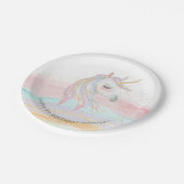 魔法の水色ユニコーン誕生日 ペーパープレート (アングル)