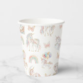 魔法の水色ユニコーン誕生日 紙コップ (正面)