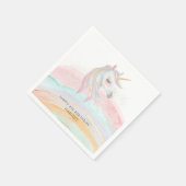 魔法の水色レインボーユニコーン誕生日 スタンダードカクテルナプキン (角)
