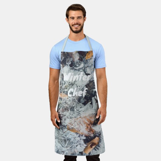 魔法の氷の結晶のパターン落ちたと葉の エプロン (着用した状態)