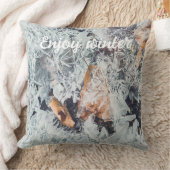 魔法の氷の結晶のパターン落ちたと葉の クッション (ブランケット)