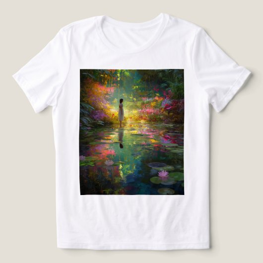 魔法の池のそばの水の精 トライブレンドTシャツ (デザイン正面)