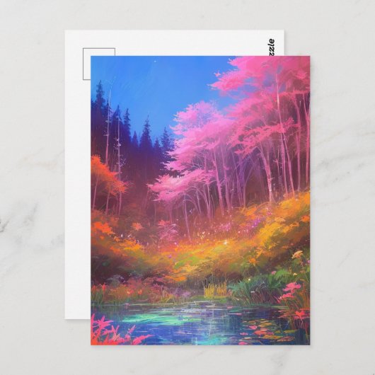 魔法の沼地の色の魅惑的な表示 ポストカード (正面/裏面)