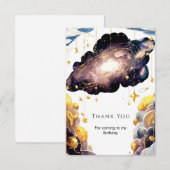 魔法の流れ星 スペース バースデー サンキューカード (正面/裏面)