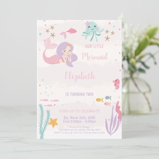 魔法の海の下で女の子のためのパーティの招待状 招待状 (スタンド正面)