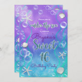 魔法の海の下で甘い16 16th誕生日パーティー 招待状 (正面/裏面)