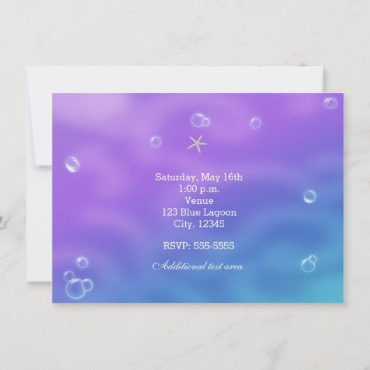 魔法の海の下で魔法のパーティの招待状 招待状 (裏面)