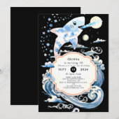 魔法の海底の子供のサメの誕生日 招待状 (正面/裏面)