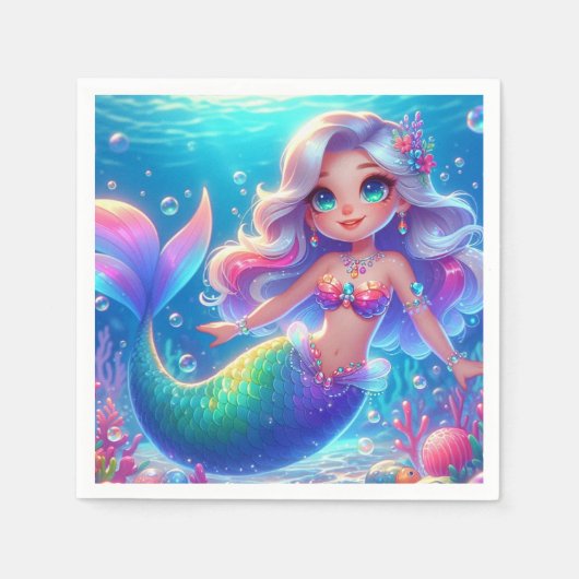 魔法の海底プリンセスマーメイド スタンダードカクテルナプキン (正面)