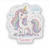 魔法の淡彩ユニコーン レインボー 名前入り シール (正面)