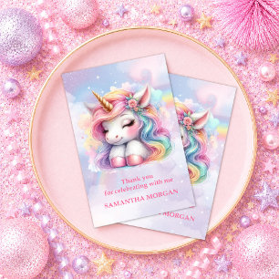 魔法の淡色ユニコーンガール誕生日ありがとうございますC サンキューカード