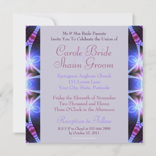 魔法の渦巻きフラクタルアート招待状 招待状 (裏面)