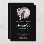 魔法の満月誕生日の前で黒猫 招待状 (正面/裏面)