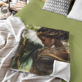 魔法の滝で魅惑の女神 フリースブランケット