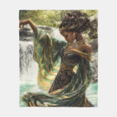 魔法の滝で魅惑の女神 フリースブランケット (正面)