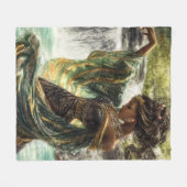 魔法の滝で魅惑の女神 フリースブランケット (正面(横))