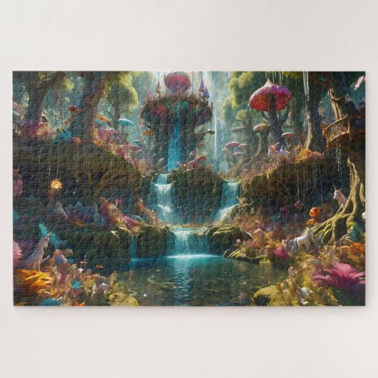 魔法の滝の風景 ジグソーパズル (横)