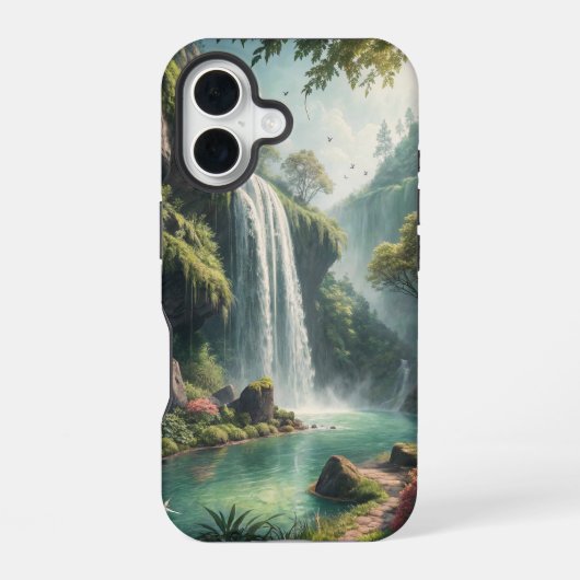 魔法の滝リトリート iPhone 16ケース (裏面)