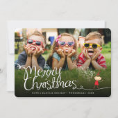 魔法の漫画小妖精や小人メリークリスマスフォトホリデー シーズンカード (正面)