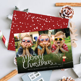 魔法の漫画小妖精や小人メリークリスマスフォトホリデー シーズンカード