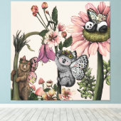 魔法の熊の妖精ボタニカルウォールアートプリント キャンバスプリント (インサイチュ (ウッドフロア))