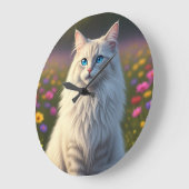 魔法の牧場の猫の壁掛け時計 ラージ壁時計 (傾斜)