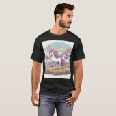 魔法の牧草地のシーンでかわいい一角獣のティー。 Tシャツ (正面フル)
