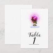 魔法の物語の本 赤いバラのテーブルナンバー 招待状 (正面/裏面)