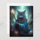 魔法の猫お洒落ファンタジー ポストカード (正面/裏面)