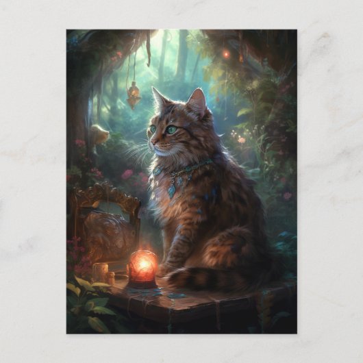 魔法の猫お洒落ファンタジー ポストカード (正面)