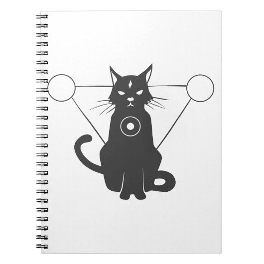 魔法の猫のシルエット – 背景色を選択 ノートブック (正面)