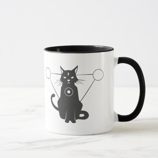 魔法の猫のシルエット – 背景色を選択 マグカップ (右)