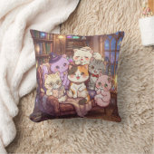 魔法の猫図書館ピロー クッション (ブランケット)