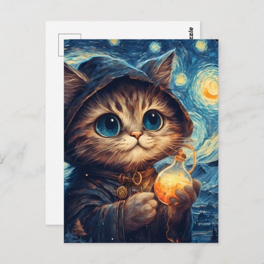 魔法の猫 ポストカード (正面/裏面)