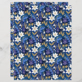 魔法の王室のブルーフローラルパターンスクラップブック紙 (正面/裏面)