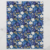 魔法の王室のブルーフローラルパターンスクラップブック紙 (正面)