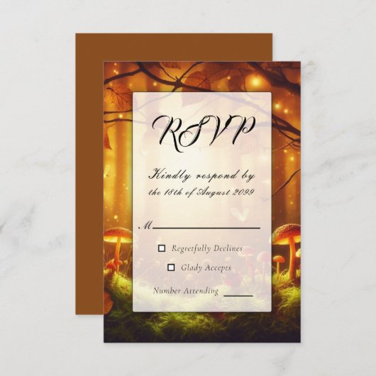 魔法の琥珀の森の結婚童話 出欠カード (正面/裏面)