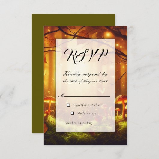 魔法の琥珀の森の結婚童話 出欠カード (正面/裏面)