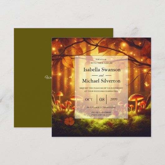 魔法の琥珀の森の結婚童話 招待状 (正面/裏面)