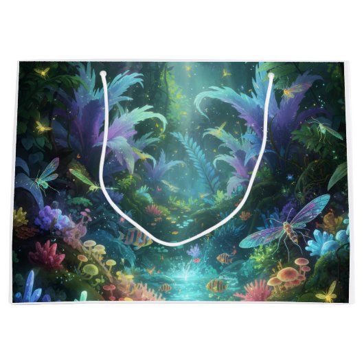 魔法の生物発光森ジャングル ラージペーパーバッグ (正面)