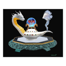 魔法の白い陶器のドラゴンランプ