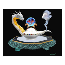 魔法の白い陶器のドラゴンランプ フォトプリント