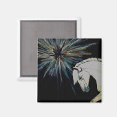 魔法の白い馬の馬の馬馬ポニーブラストマグネット マグネット (正面/裏面)