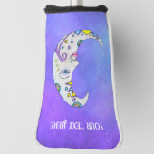 魔法の白飾い月と顔紫の空 ゴルフヘッドカバー (回転90)