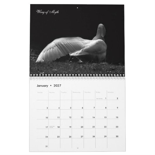 魔法の白鳥2011年 カレンダー (1月 2027)